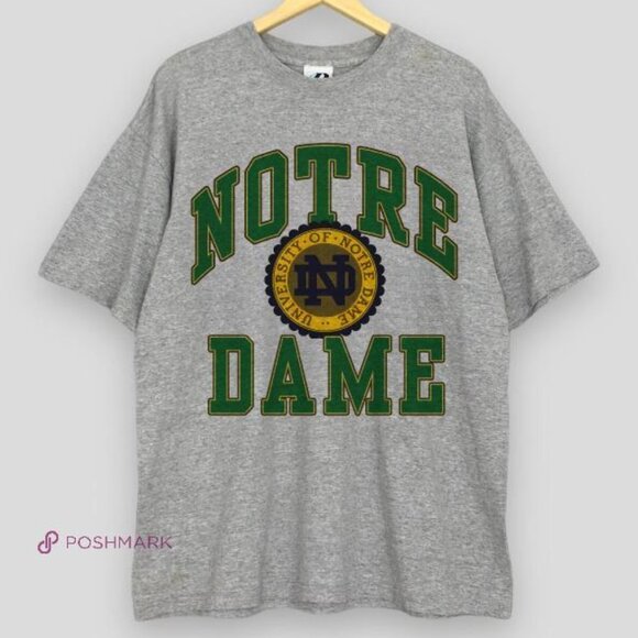 Notre Dame university vtg retro 90s Sweatshirt shirt grey tee luismercado3533 - Picture 1 of 2